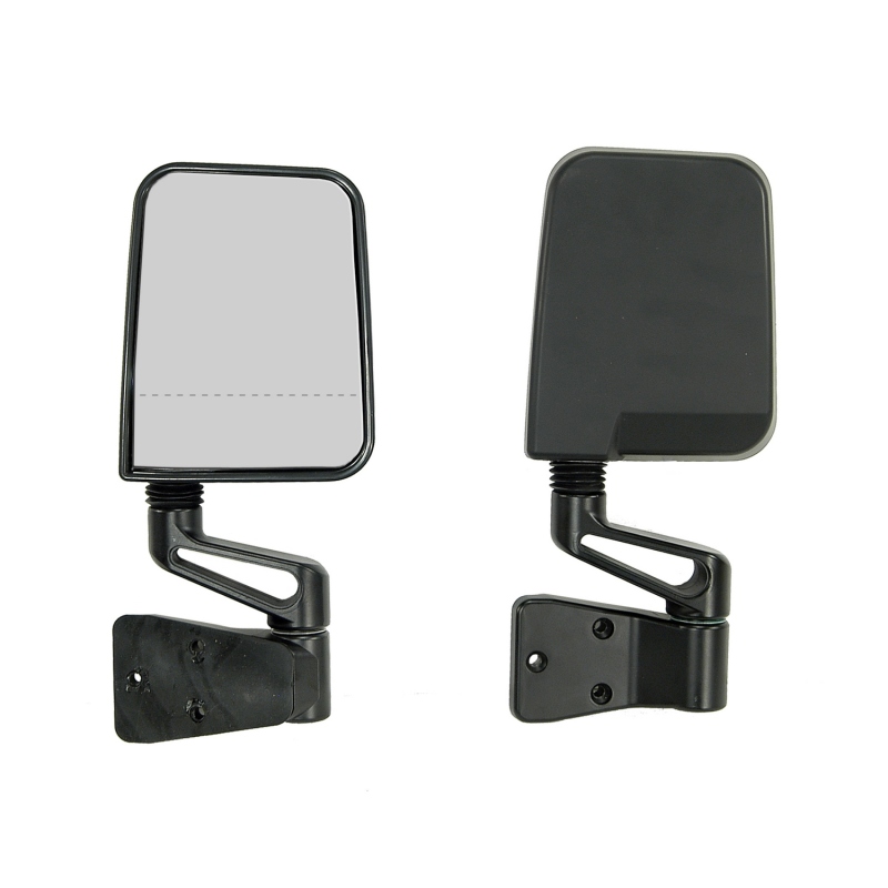 Jeep Wrangler TJ Door Mirror Kit - Rugged Ridge - Dual Focus, OE Style, LED Turn Indicators - Black - `97-`02